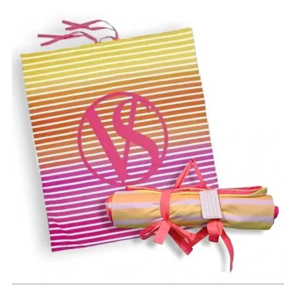 NWT VICTORIA'S SECRET ‘Summer Sunset’ Striped Beach Blanket Pool Towel NEW! - Picture 1 of 6